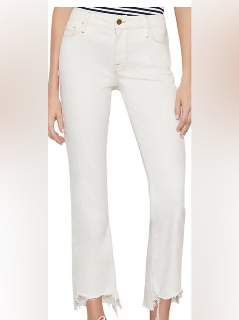 Frame Denim Women's White Le Crop Mini Boot Jeans